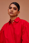 PLEATED UMBRELLA SLEEVES SHIRT