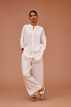 LINEN SHIRT WITH GATHERED SLEEVES & PANTS