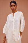 LINEN SHIRT WITH GATHERED SLEEVES