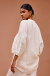 LINEN SHIRT WITH GATHERED SLEEVES