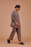 LINEN SHIRT WITH GATHERED SLEEVES & PANTS