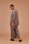 LINEN SHIRT WITH GATHERED SLEEVES & PANTS